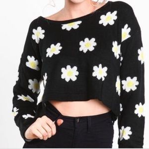 Delia’s Daisy Print Crop Knit Sweater